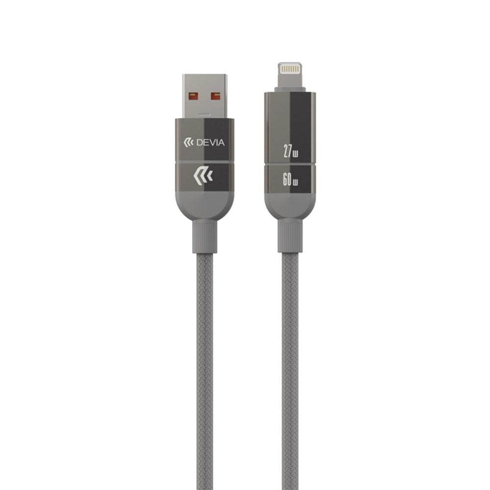 DEVIA Ultra 2 Multi Functions 4 In 1 Woven Magnetic Fast Cable (1.2M) EC655 - Natural Titanium