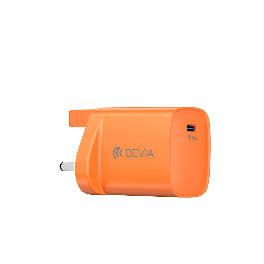 DEVIA Ultra6 PD40W Dynamic GaN Charger 60W Max Cosmic Orange