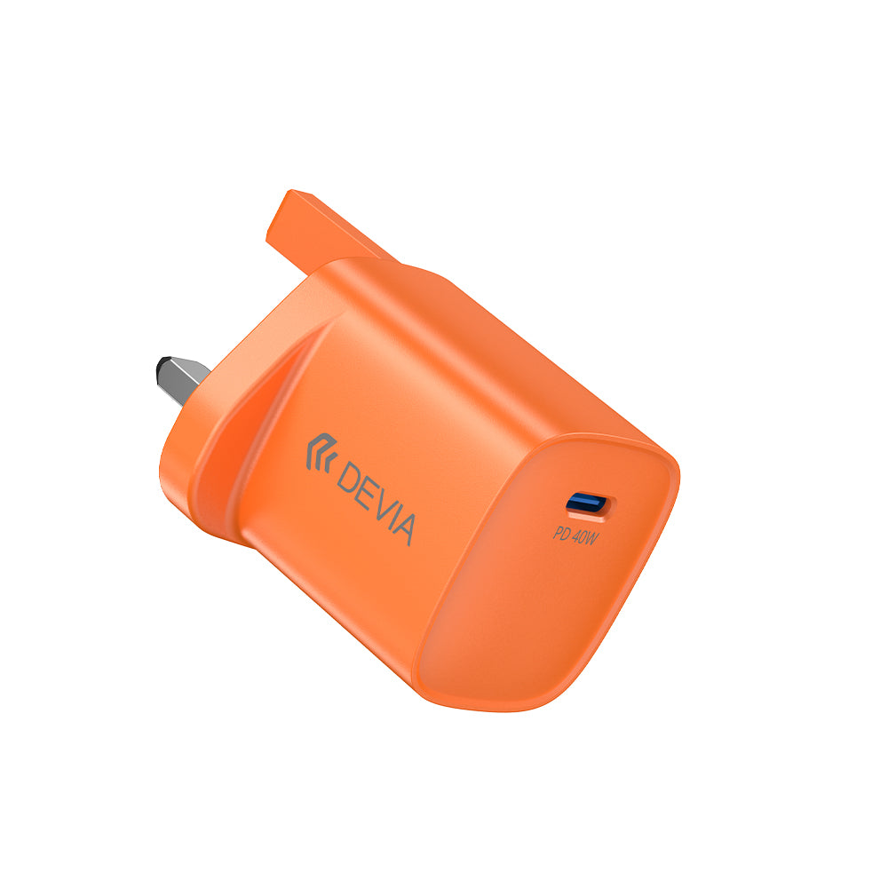 DEVIA Ultra6 PD40W Dynamic GaN Charger 60W Max Cosmic Orange
