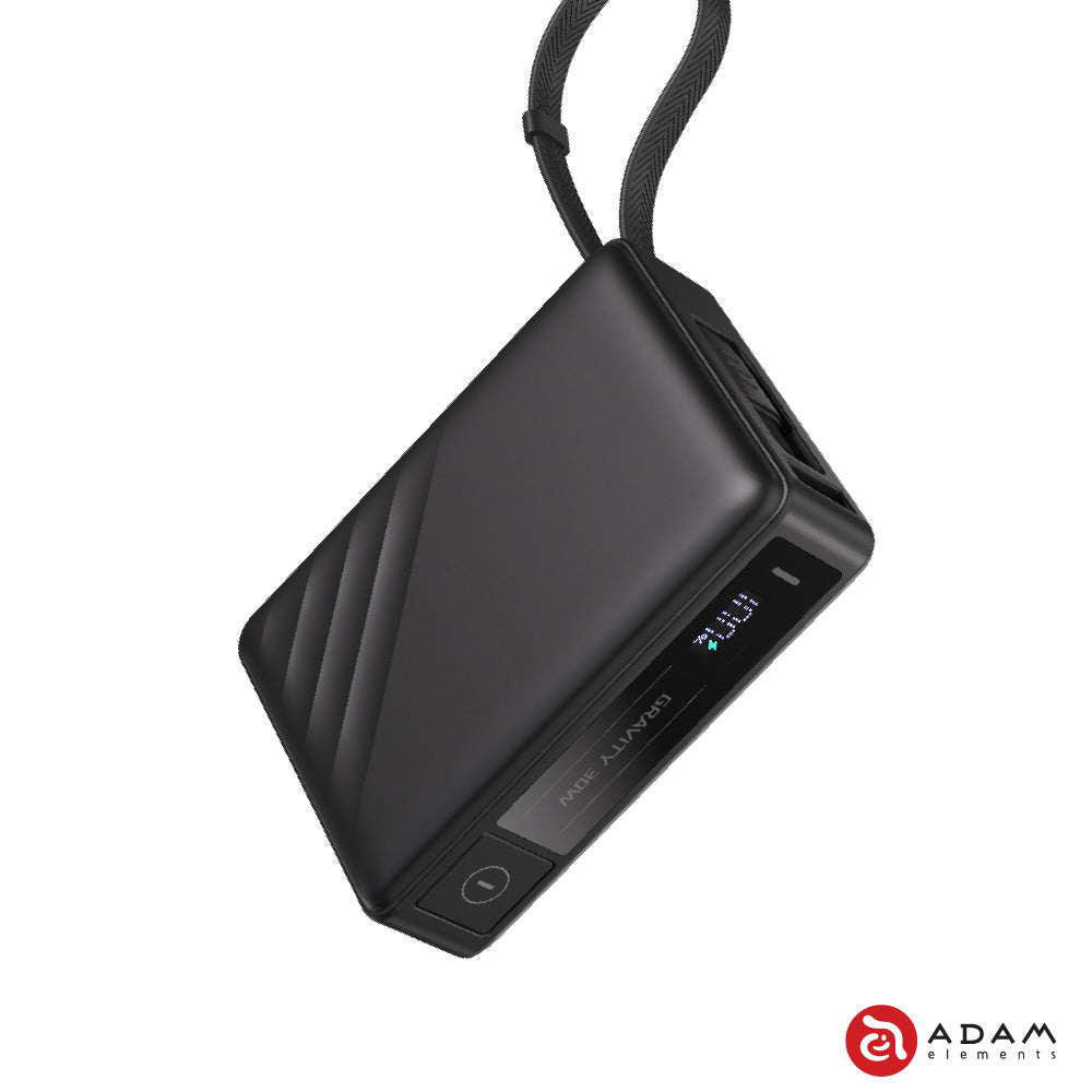 Adam Element GRAVITY 30W Fast Charging Power Bank with Built-In Cable (Grey)