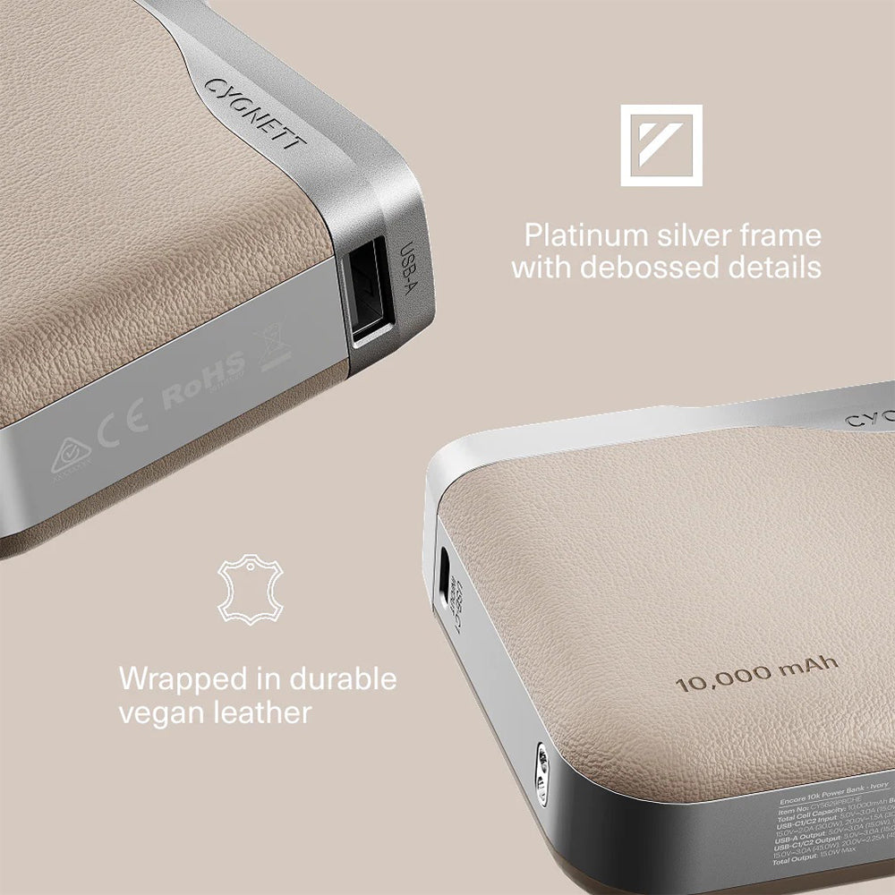 Cygnett Encore 10k mAh Power Bank - Ivory
