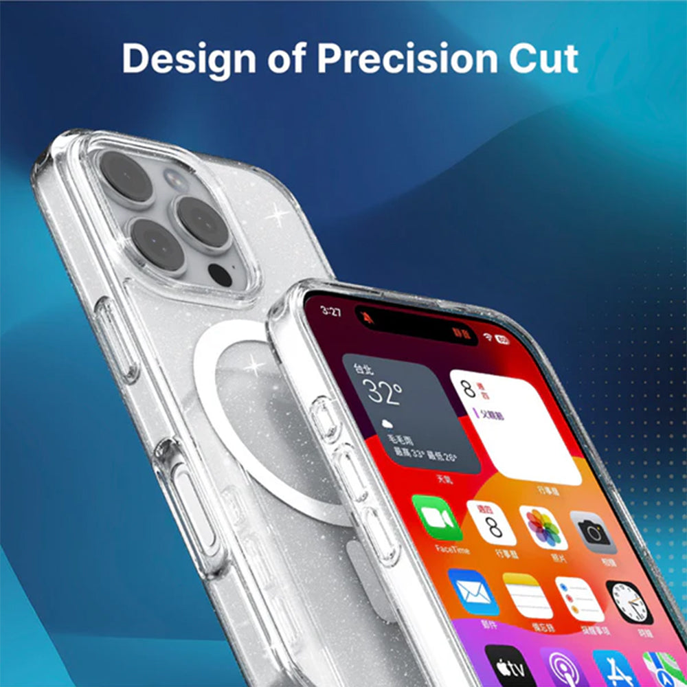 JTLEGEND Glitter Mag Hybrid Cushion Case with MagSafe for iPhone 16 Pro Max - Clear
