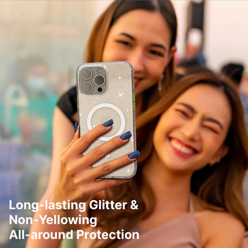 JTLEGEND Glitter Mag Hybrid Cushion Case with MagSafe for iPhone 16 Pro Max - Clear