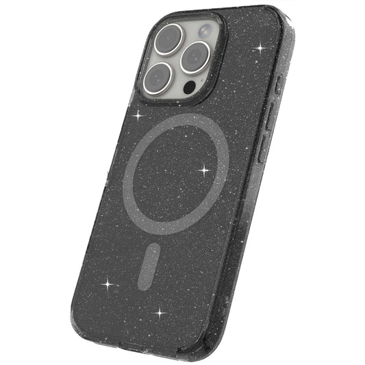 JTLEGEND Glitter Mag Hybrid Cushion Case with MagSafe for iPhone 16 Pro - Clear Black