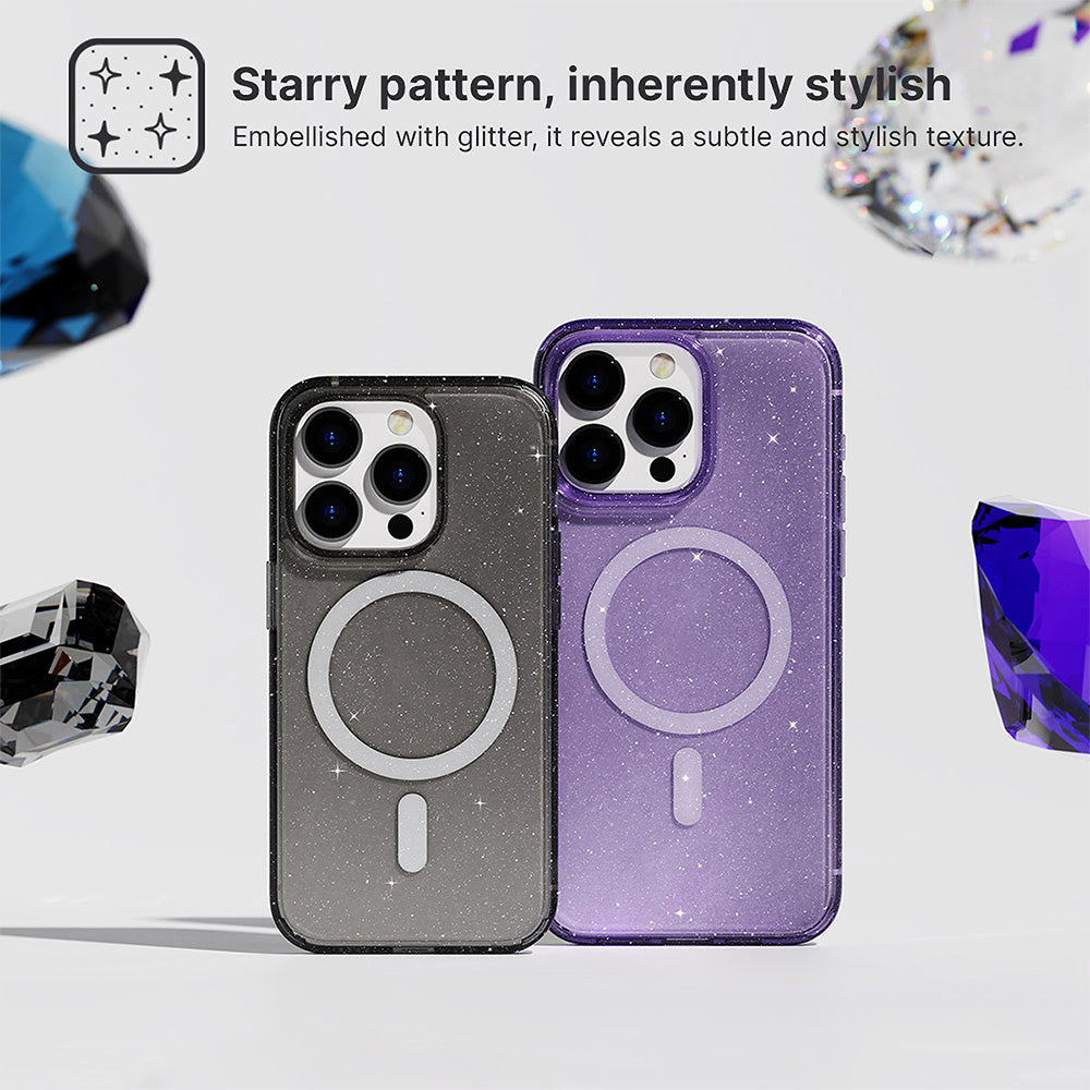 JTLEGEND Glitter Mag Hybrid Cushion Case with MagSafe for iPhone 15 Pro - Clear