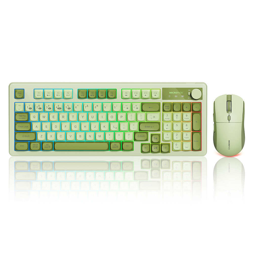 MicroPack Rechargeable Wireless Keyboard and Mouse Combo Green