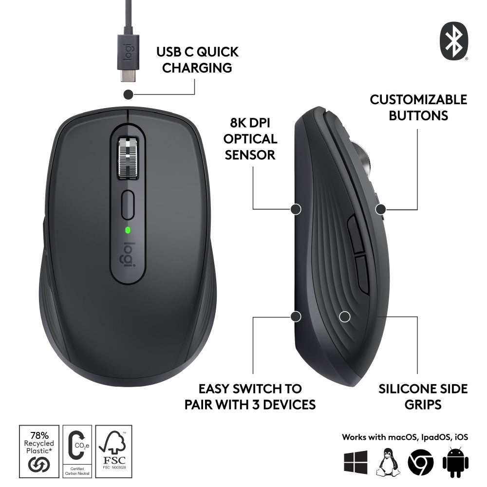 Logitech MX Anywhere 3S Wireless Mouse Graphite – iStudio Singapore