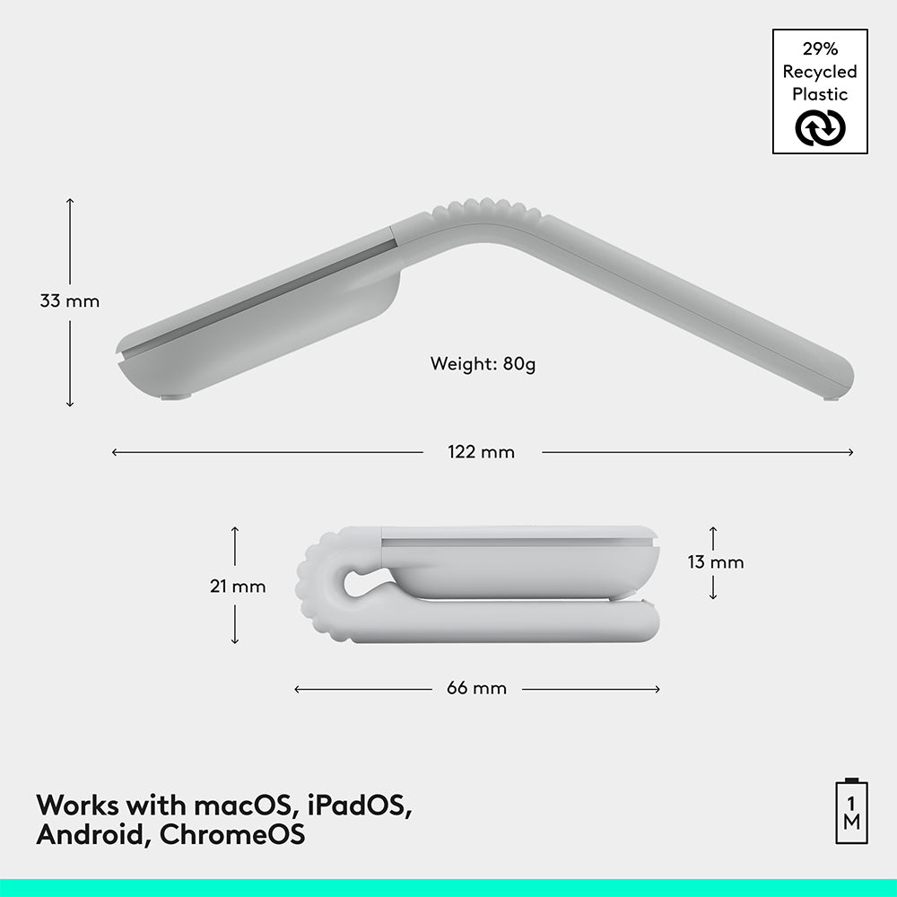 Logitech Mobi Fold Ultra Portable Wireless Mouse Off White