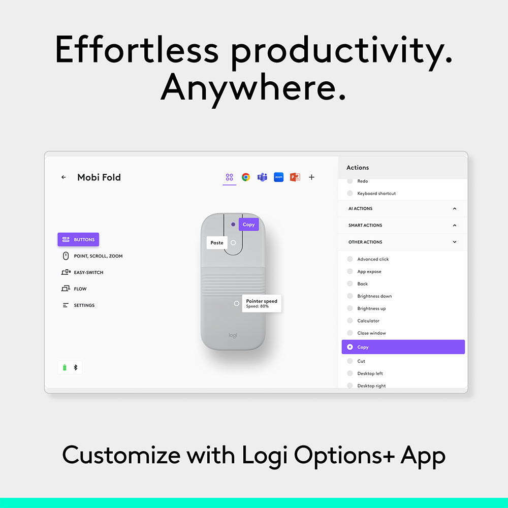 Logitech Mobi Fold Ultra Portable Wireless Mouse Off White
