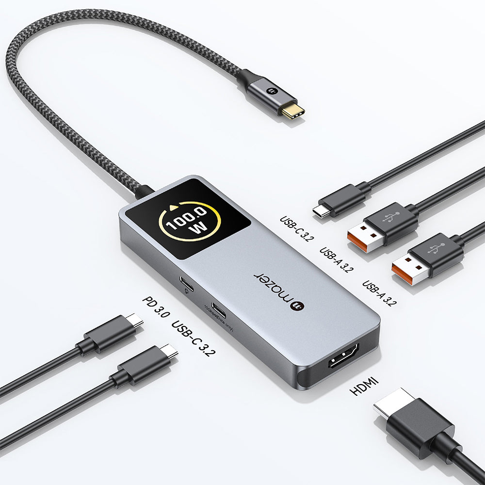 Mazer InfiniteHub Ai USB C Hub 6-In-1 with Smart Display Grey