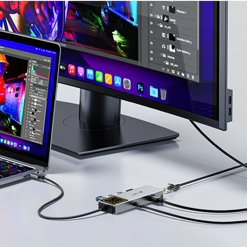 Mazer InfiniteHub Ai USB C Hub 6-In-1 with Smart Display Grey