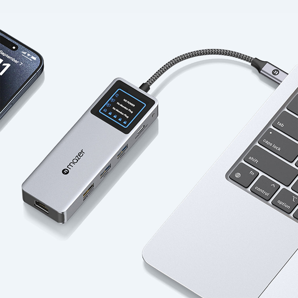 Mazer InfiniteHub Ai USB C Hub 6-In-1 with Smart Display Grey