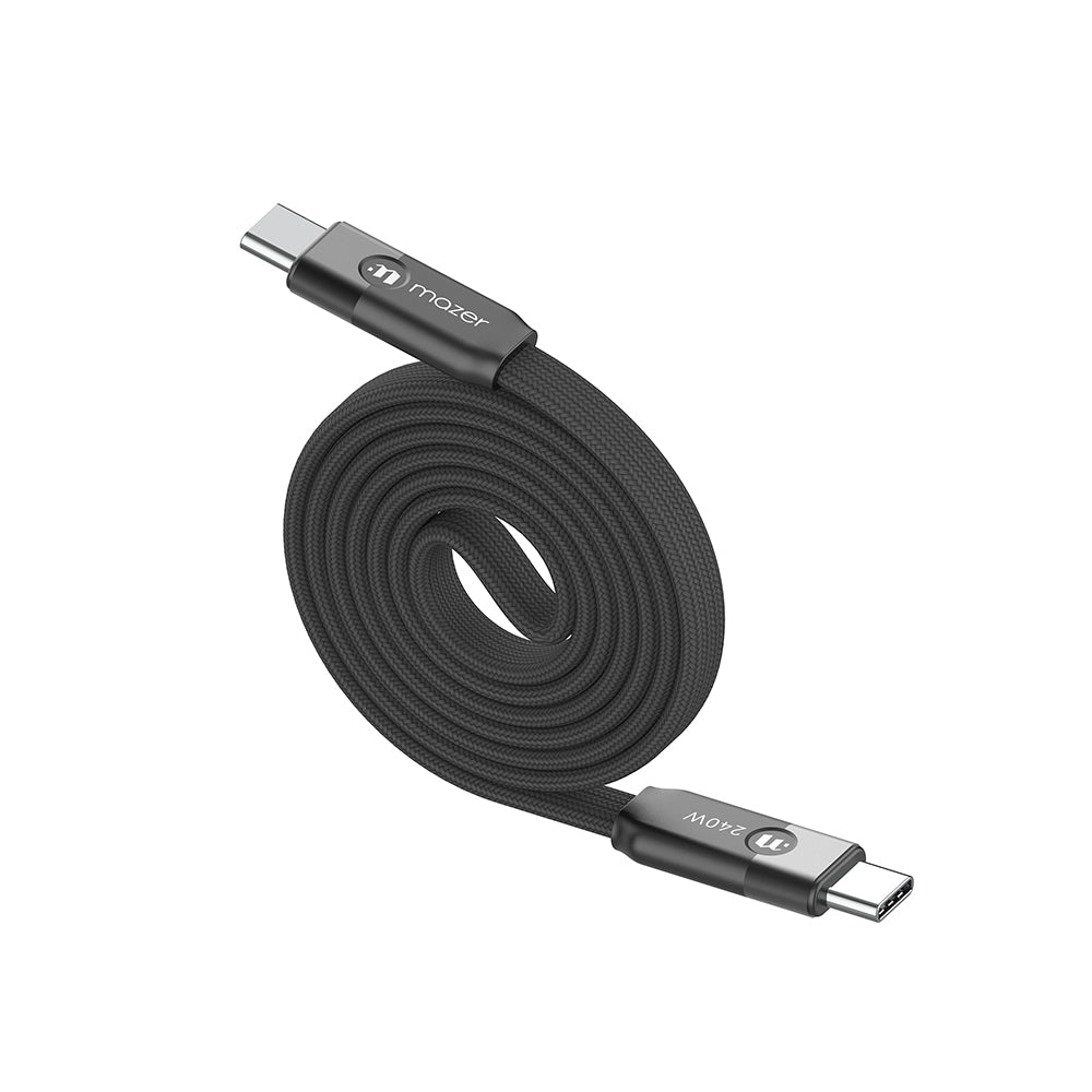 Mazer InfiniteLINK Cobra3 240W Flat Magnetic Roll Cable 1m Black Grey