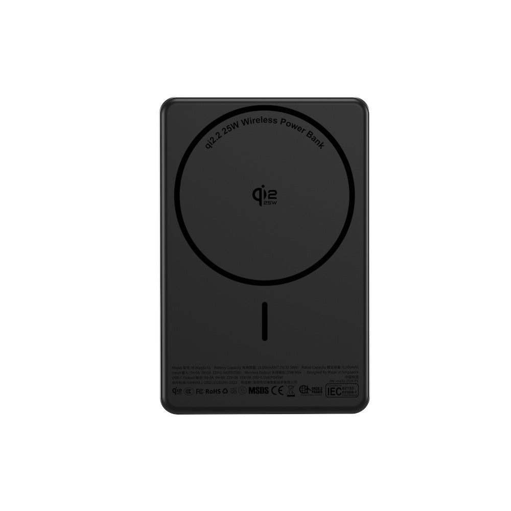 Mazer MagAir31 10000 mAh Qi2.2 25W Magnetic Powerbank Black