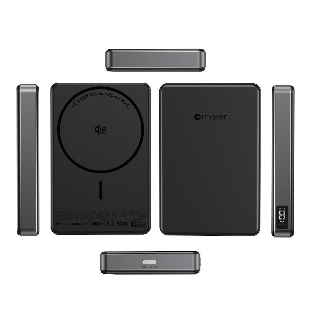 Mazer MagAir31 10000 mAh Qi2.2 25W Magnetic Powerbank Black