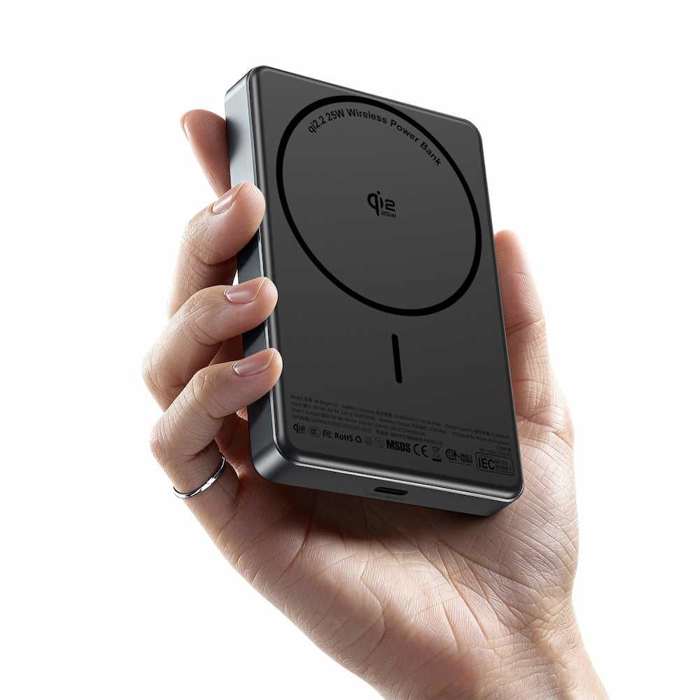 Mazer MagAir31 10000 mAh Qi2.2 25W Magnetic Powerbank Black