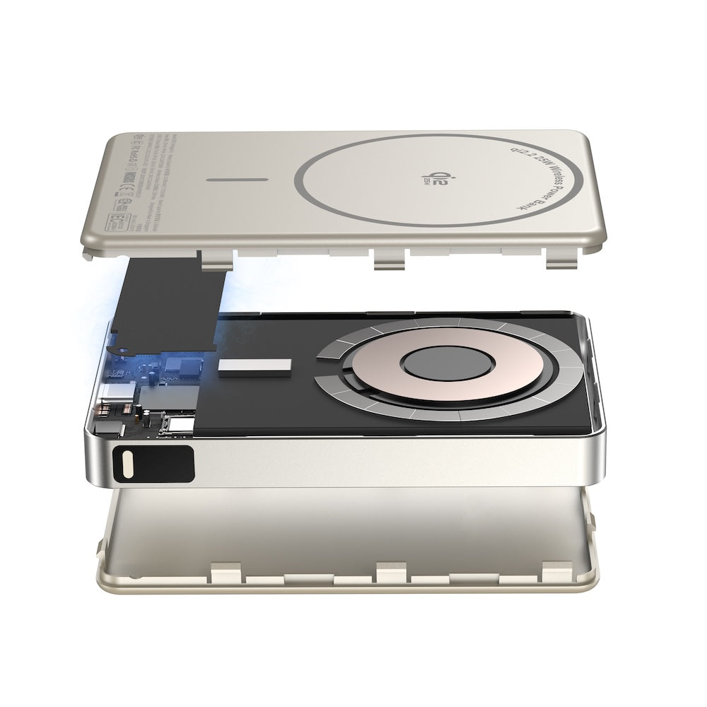 Mazer MagAir31 10000 mAh Qi2.2 25W Magnetic Powerbank Natural Titanium