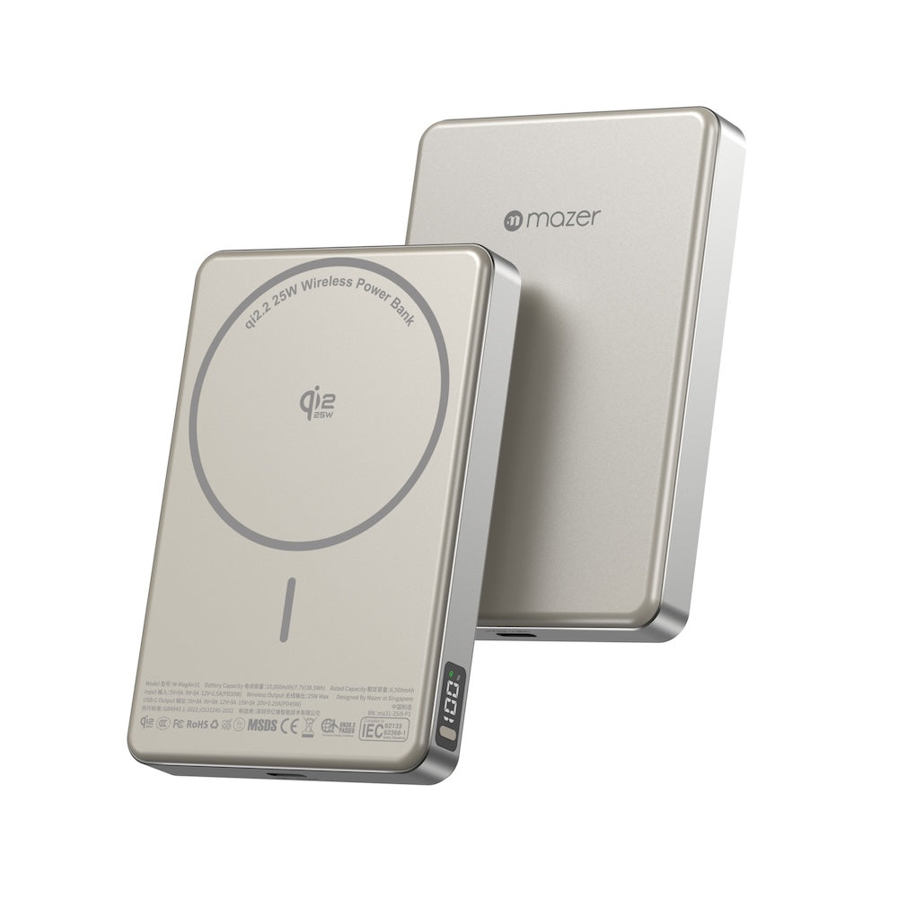 Mazer MagAir31 10000 mAh Qi2.2 25W Magnetic Powerbank Natural Titanium