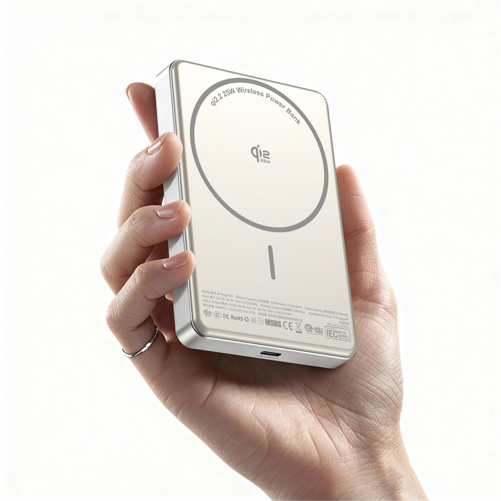 Mazer MagAir31 10000 mAh Qi2.2 25W Magnetic Powerbank Natural Titanium
