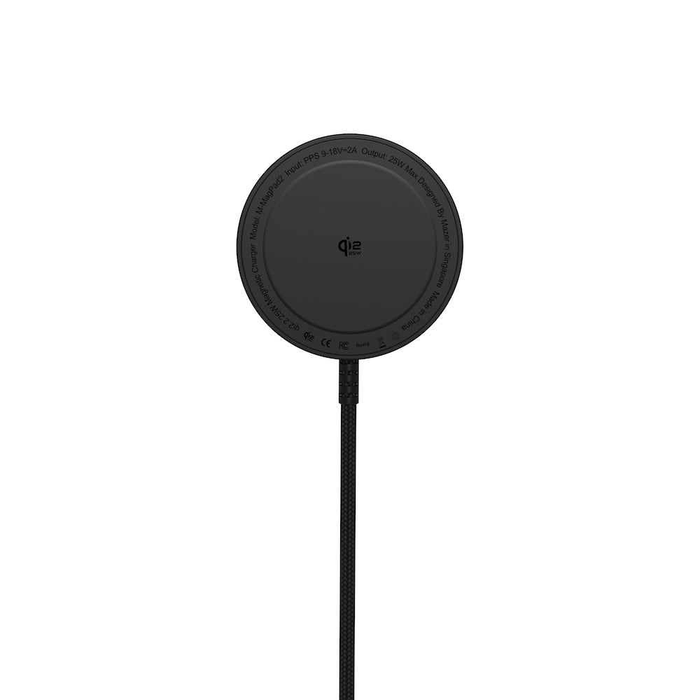 Mazer MagPad2 Qi2.2 Certified 25W Wireless Charging Pad Black