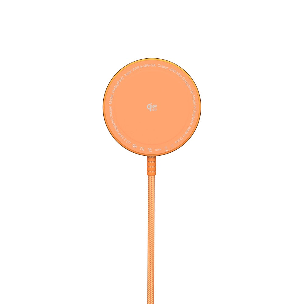 Mazer MagPad2 Qi2.2 Certified 25W Wireless Charging Pad Sunset Orange