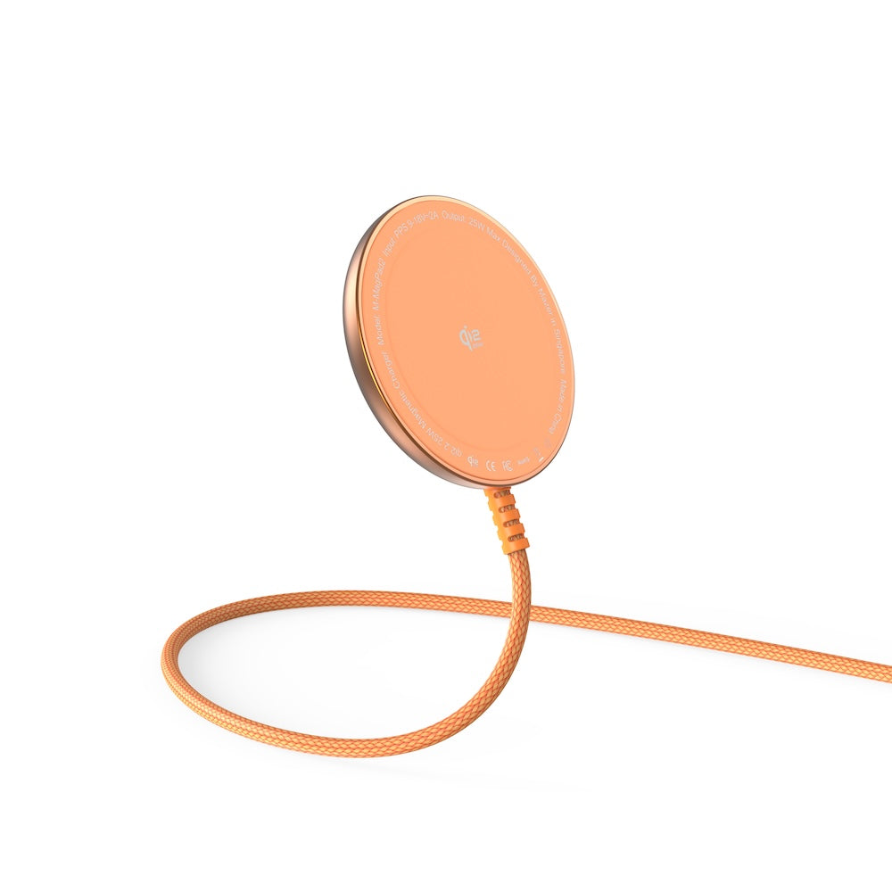 Mazer MagPad2 Qi2.2 Certified 25W Wireless Charging Pad Sunset Orange