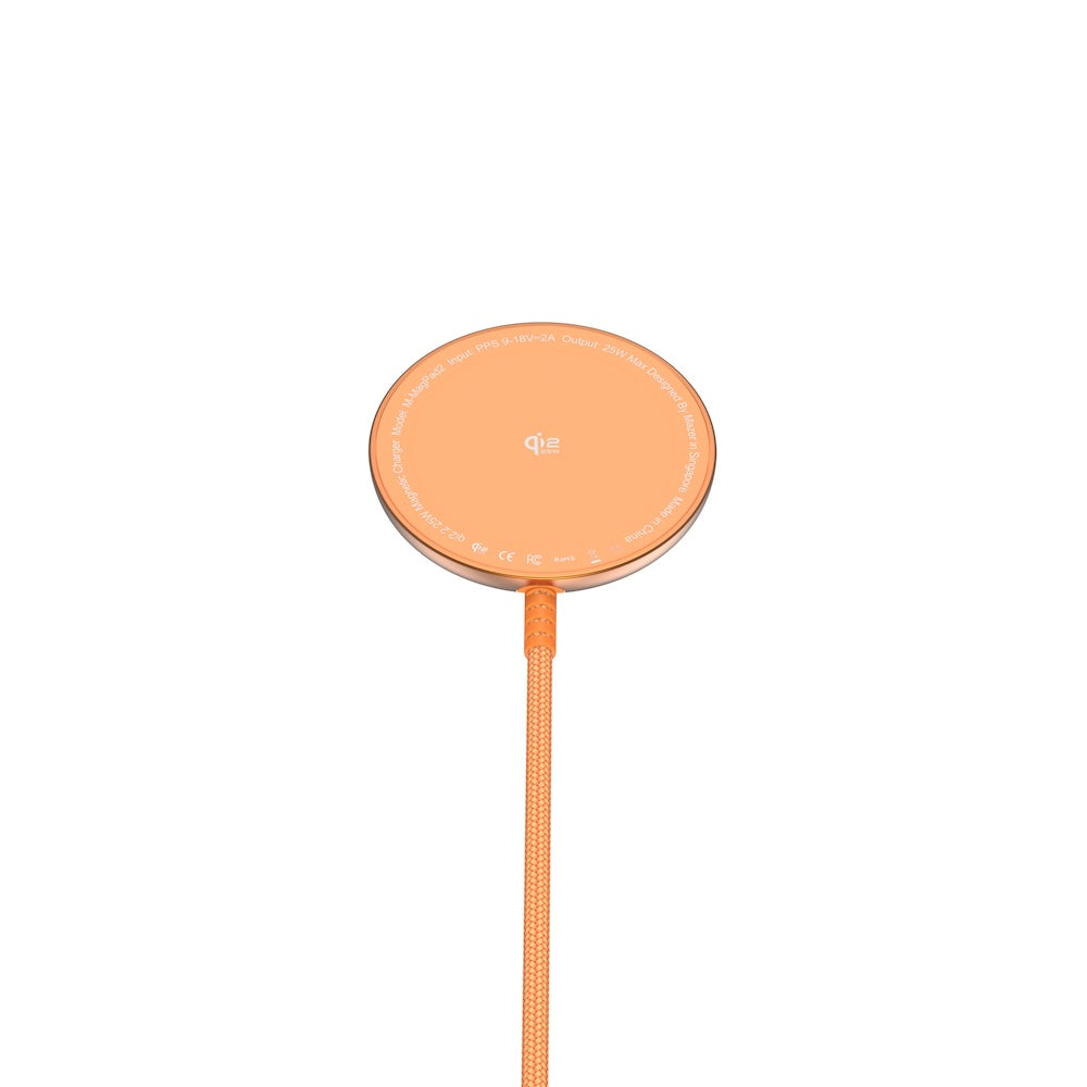 Mazer MagPad2 Qi2.2 Certified 25W Wireless Charging Pad Sunset Orange