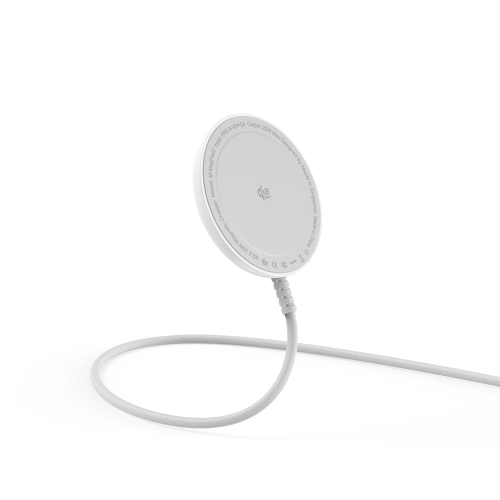 Mazer MagPad2 Qi2.2 Certified 25W Wireless Charging Pad White