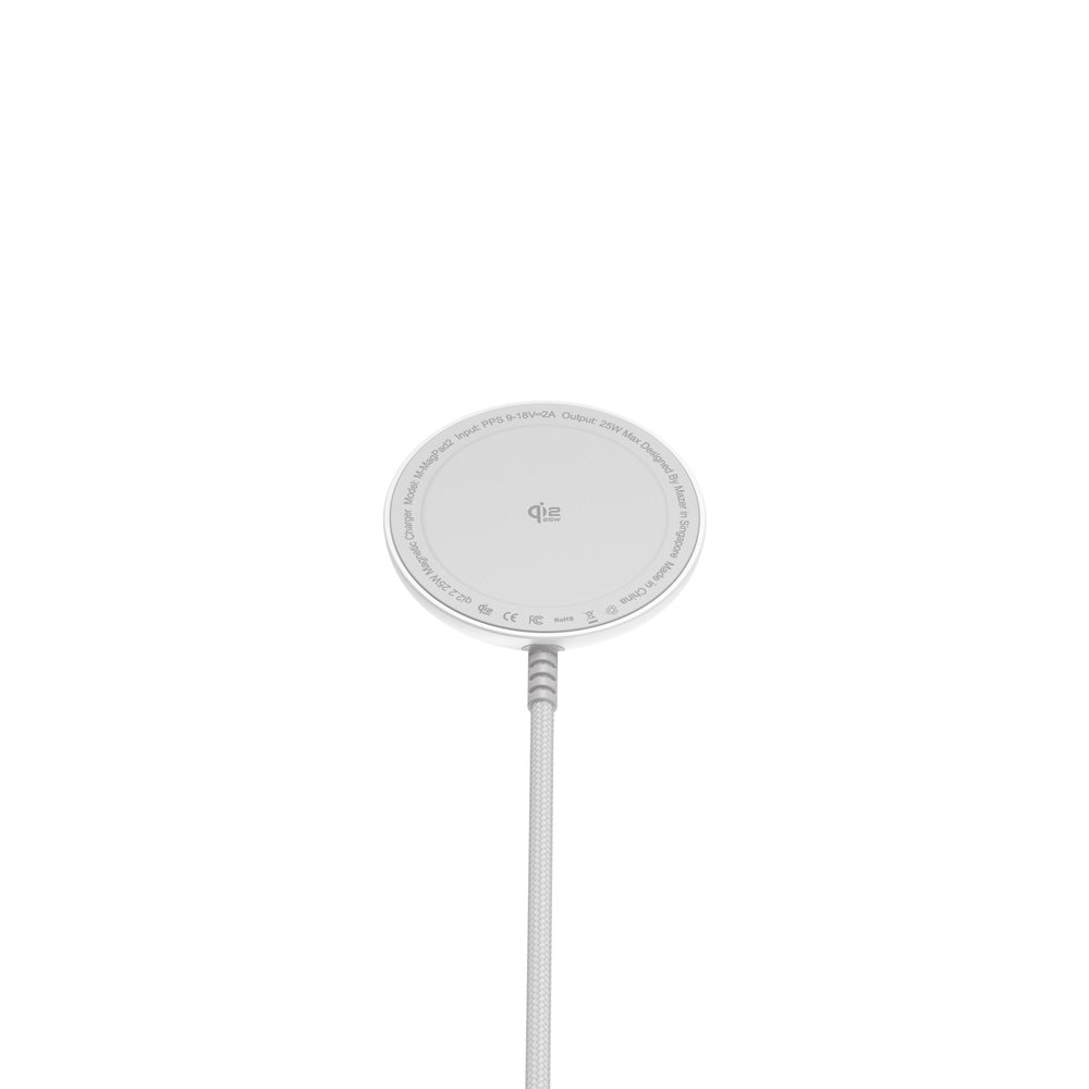 Mazer MagPad2 Qi2.2 Certified 25W Wireless Charging Pad White