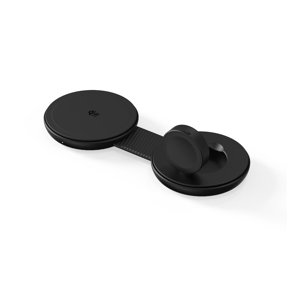 Mazer MagPad Duo2 Qi2.2 Certified 25W 2-in-1 Foldable Wireless Charging Pad Black