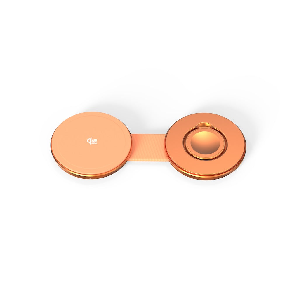 Mazer MagPad Duo2 Qi2.2 Certified 25W 2-in-1 Foldable Wireless Charging Pad Sunset Gold