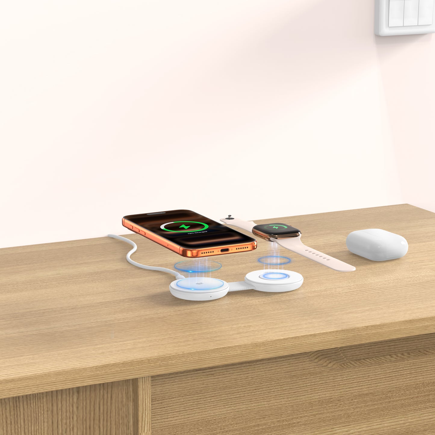 Mazer MagPad Duo2 Qi2.2 Certified 25W 2-in-1 Foldable Wireless Charging Pad White