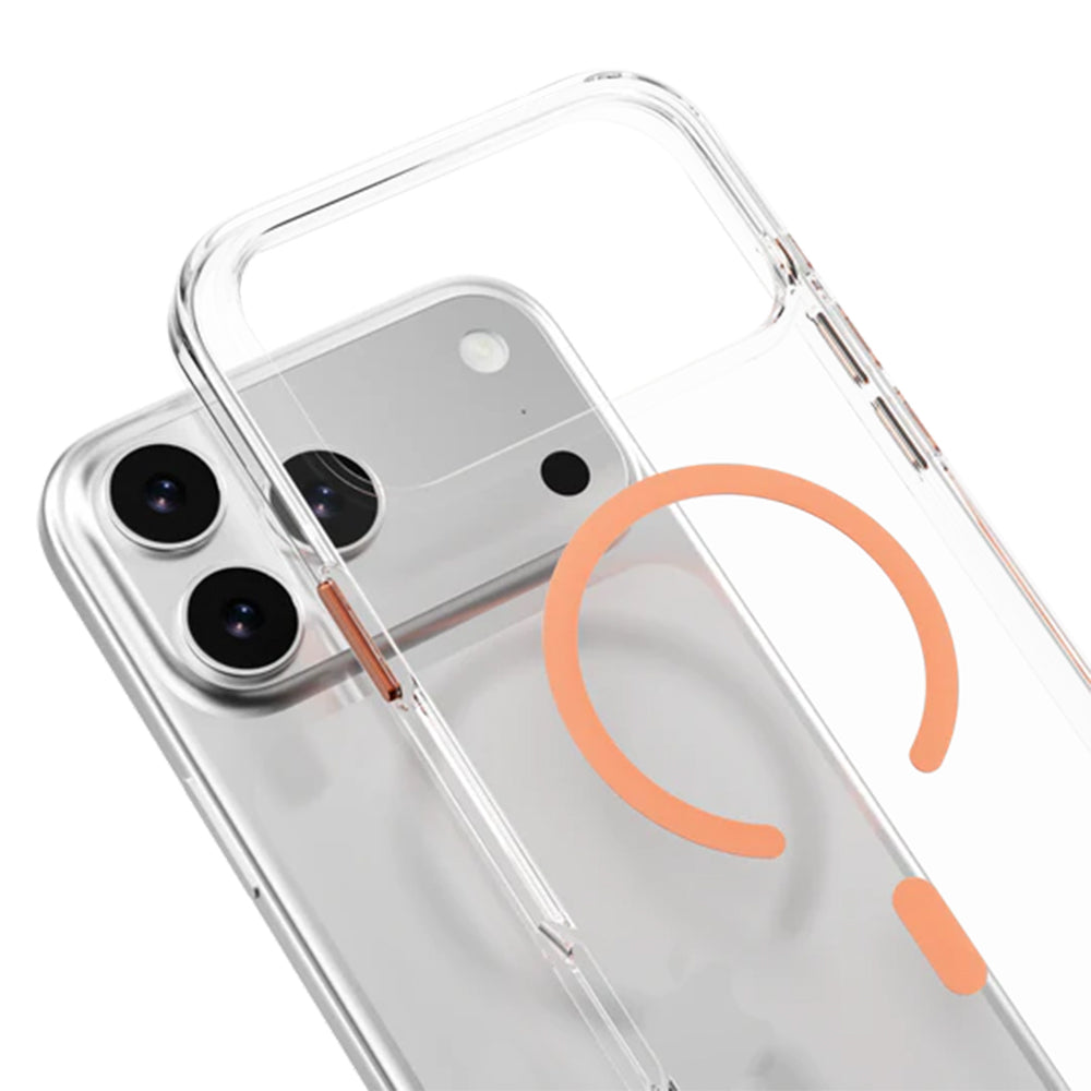 MagEasy Bright M Protective Case with MagSafe iPhone 17 Pro Max Clear/Coral Ring