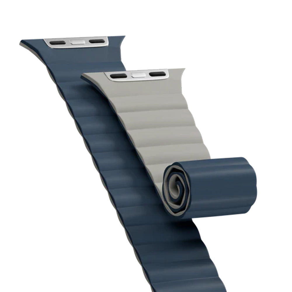 MagEasy Skin Duo Reversible Silicone Magnetic Band 38/40/41/42(2024/2025)mm Midnight Blue/Concrete Gray