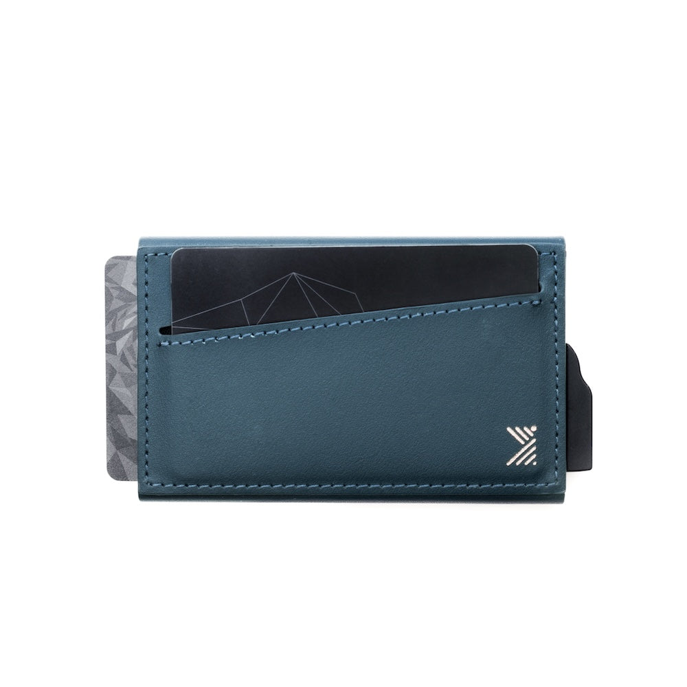 Monocozzi LUCID Refined | Biodegradable Leather Magnetic Card Protector for iPhone - Midnight Blue