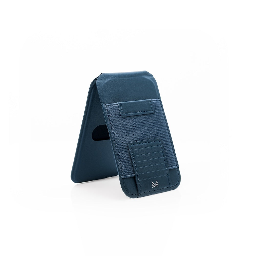 Monocozzi LUCID Refined | Biodegradable Leather Magnetic Stand Wallet for iPhone - Midnight Blue