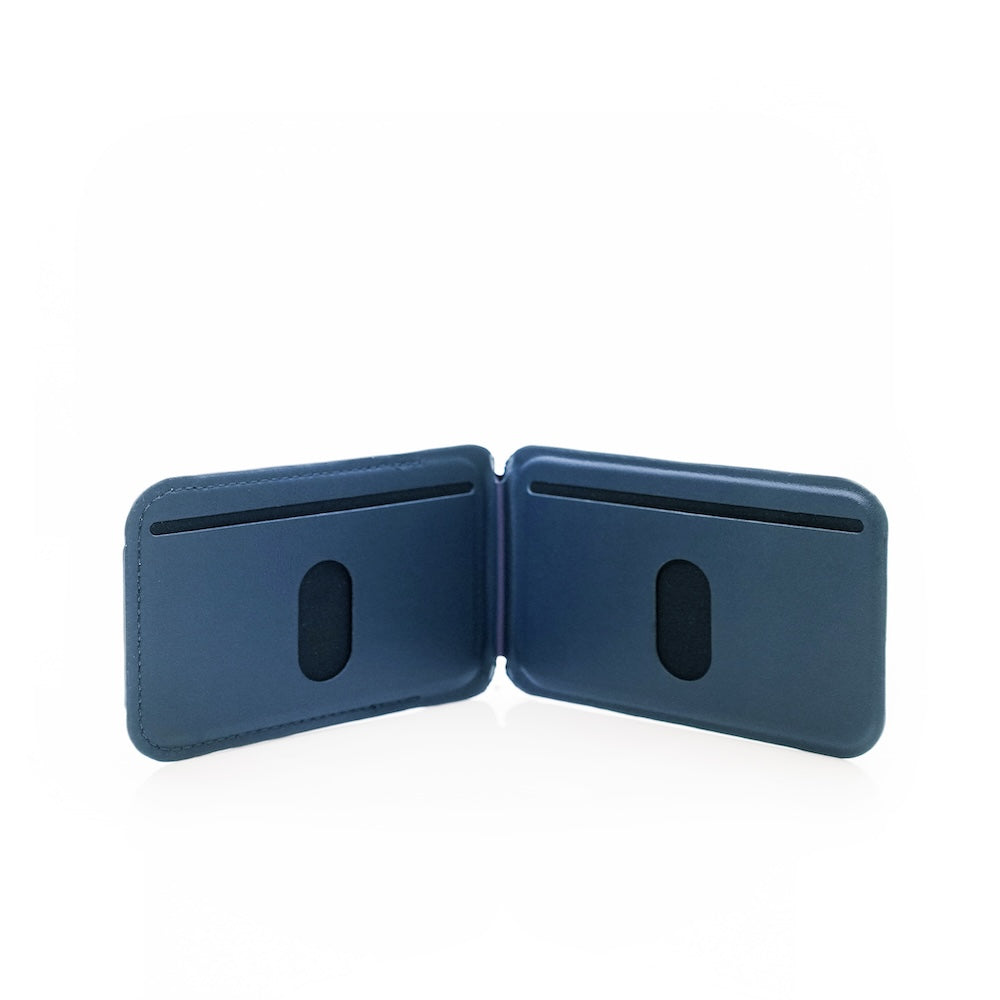 Monocozzi LUCID Refined | Biodegradable Leather Magnetic Stand Wallet for iPhone - Midnight Blue
