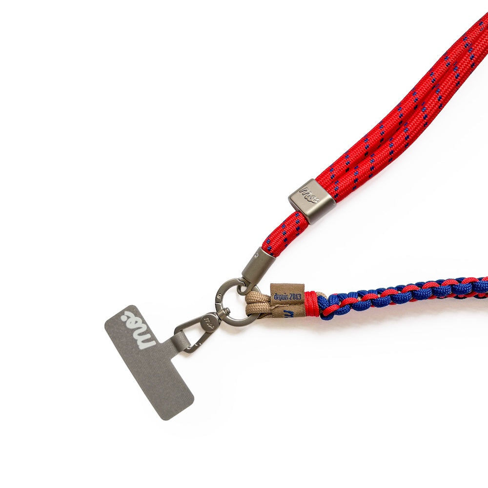 Monocozzi PRISMATICA Braided Wide Adjustable Neck Strap Vermillion/Navy