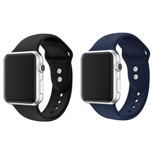 MACHINO Silicone Strap (2pcs Pack) for Apple Watch 38/40/41mm - Black & Navy