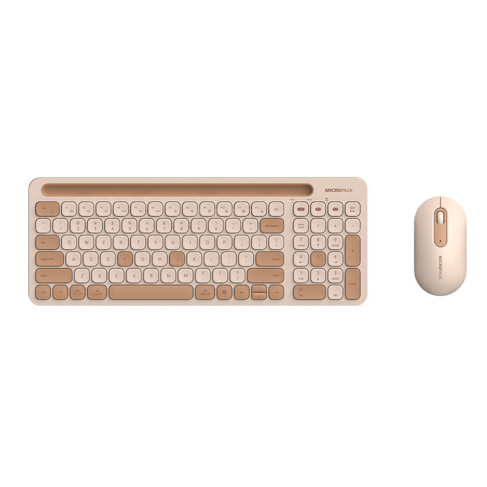 MicroPack KM238 2.4G+ Bluetooth Wireless Keyboard and Mouse Combo Cream