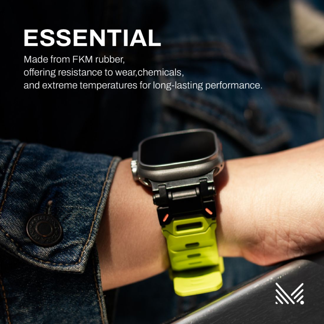 Monocozzi ESSENTIALS Robust FKM Rubber Strap 44/45/46/49mm Olive