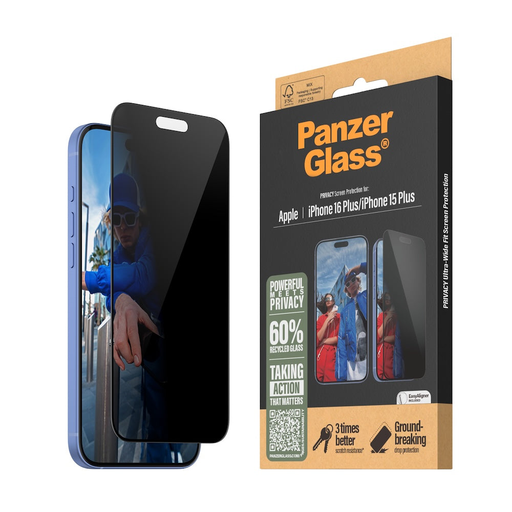 PanzerGlass Apple iPhone 16 Plus Ultra-Wide Fit Privacy Screen Protector