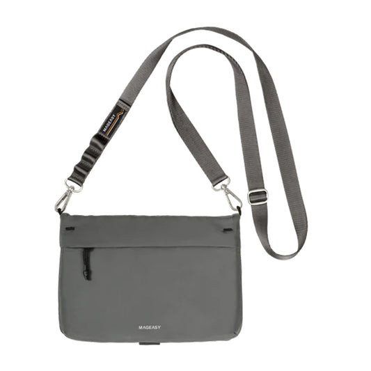 MAGEASY 2L Sacoche Utility Crossbody Bag + Strap Phone Lanyard 20mm - Graphite Black/Concrete Gray