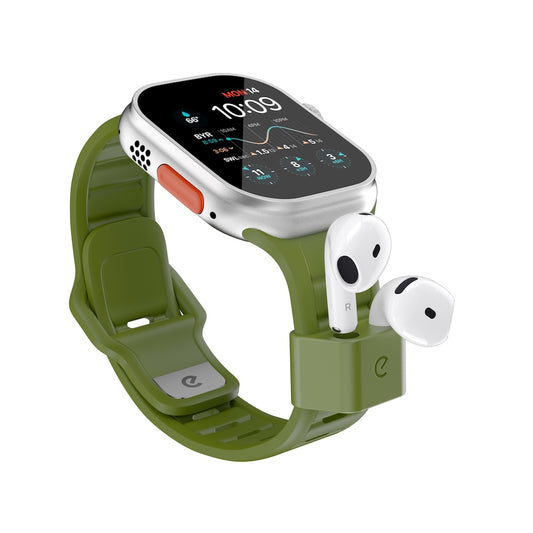 Keybudz Sync+ Series FKM Apple Watch Strap and AirPods Dock - Forest Green (Large)