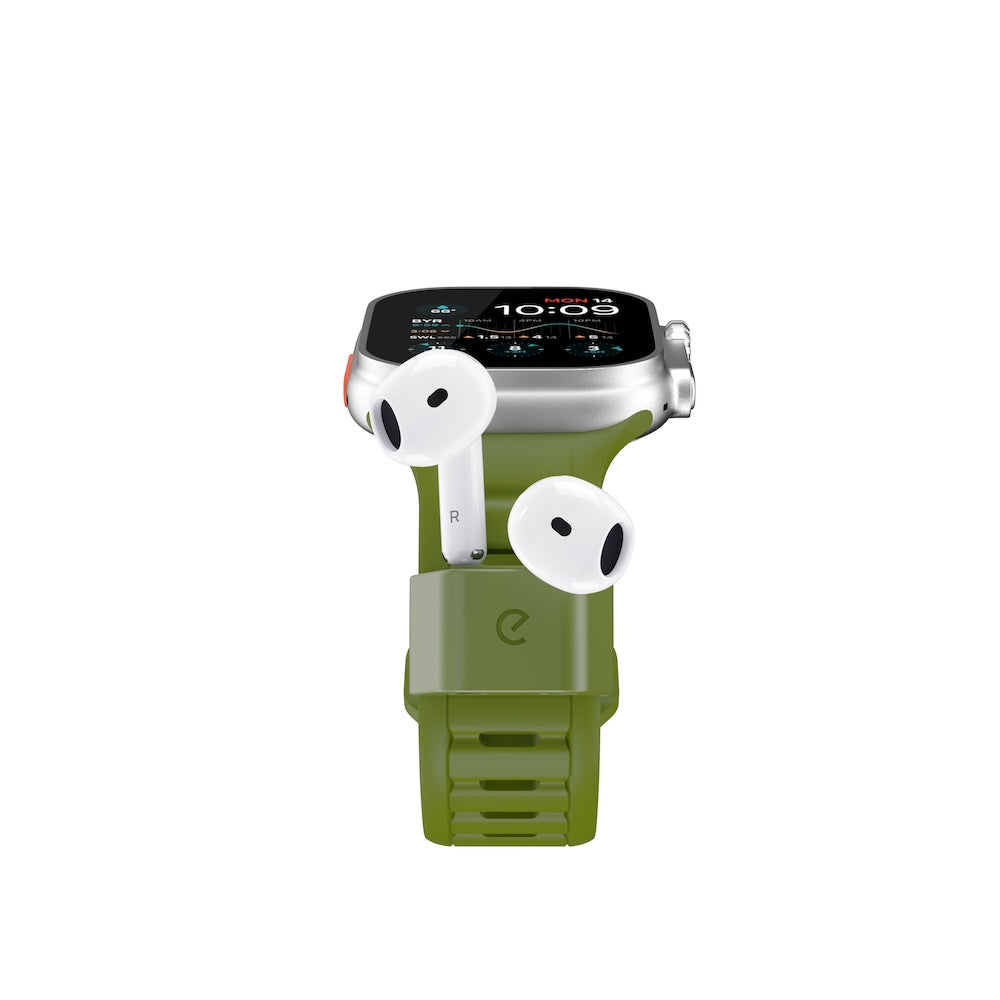 Keybudz Sync+ Series FKM Apple Watch Strap and AirPods Dock - Forest Green (Large)