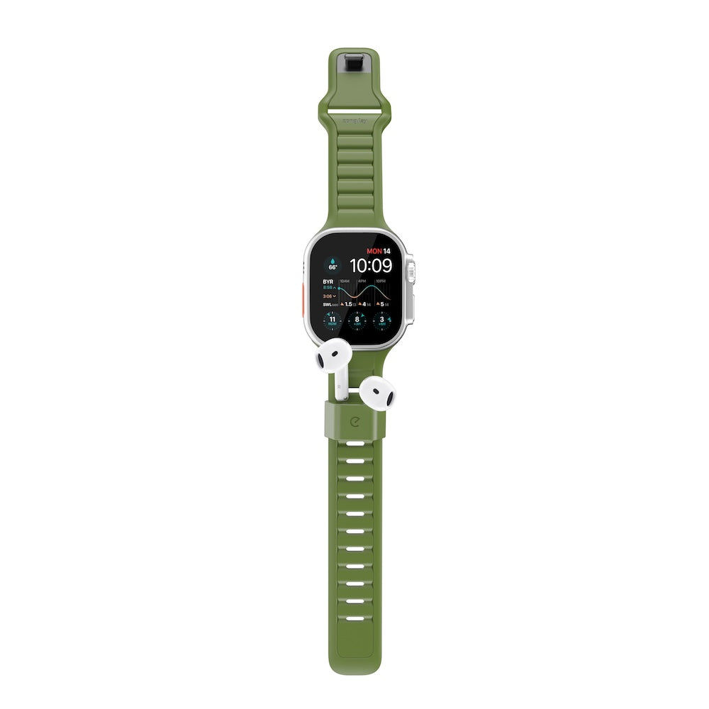 Keybudz Sync+ Series FKM Apple Watch Strap and AirPods Dock - Forest Green (Large)