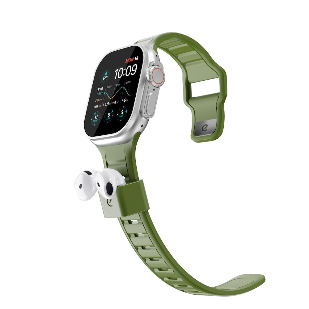 Keybudz Sync+ Series FKM Apple Watch Strap and AirPods Dock - Forest Green (Large)