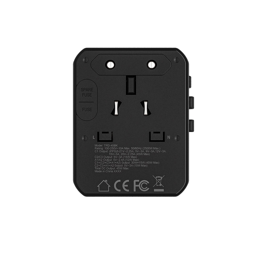 Sunshine ApexCharge GaN III 45W Travel Adapter - Black