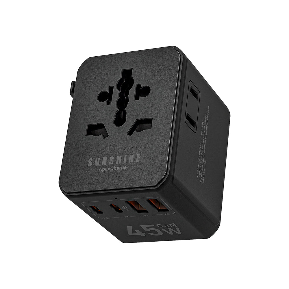 Sunshine ApexCharge GaN III 45W Travel Adapter - Black