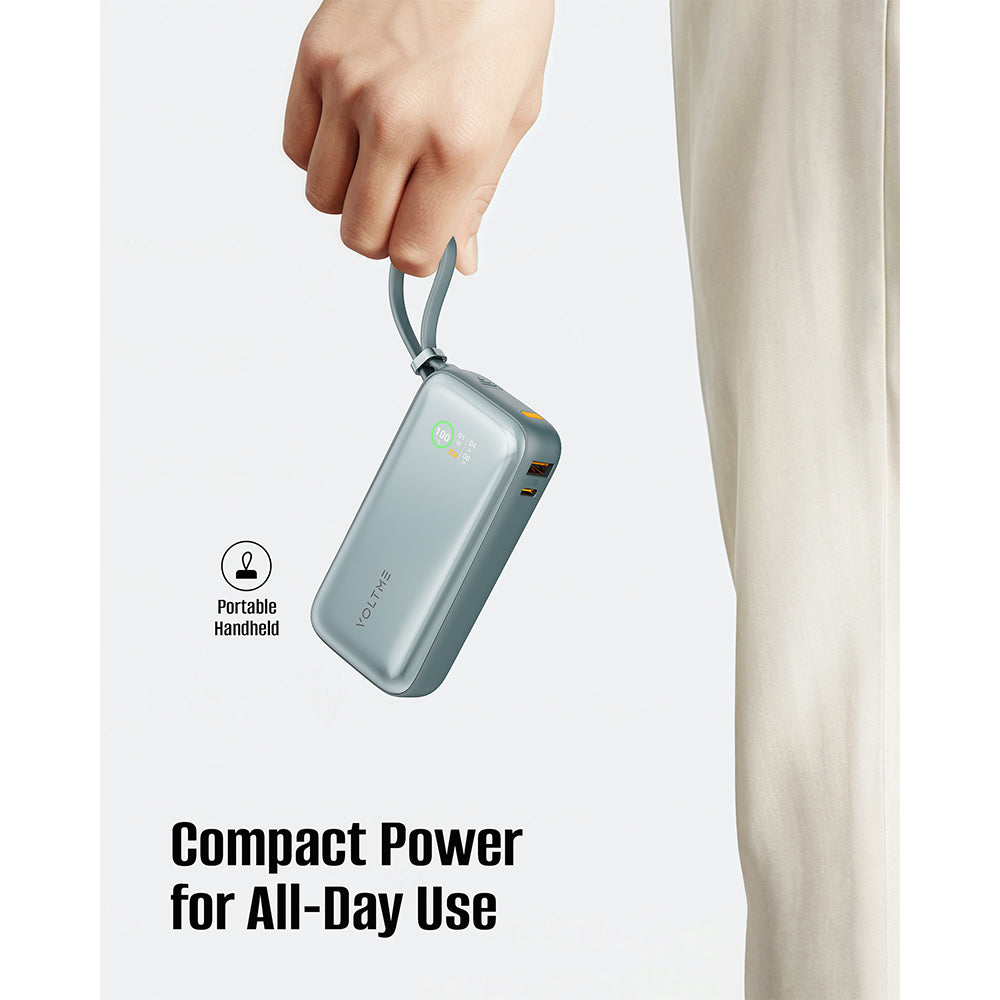 Voltme Hypercore Z 10K mAh PowerBank with Built-in USB-C Cable Ocean